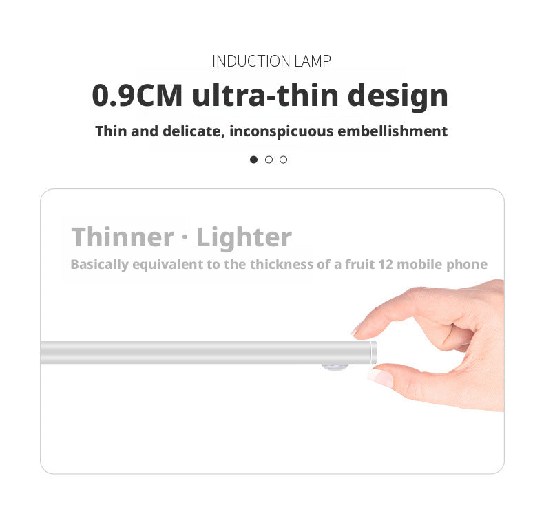 Ultra-Thin Magnetic Motion Sensor LED Light Bar – Rechargeable Under Cabinet & Wardrobe Light