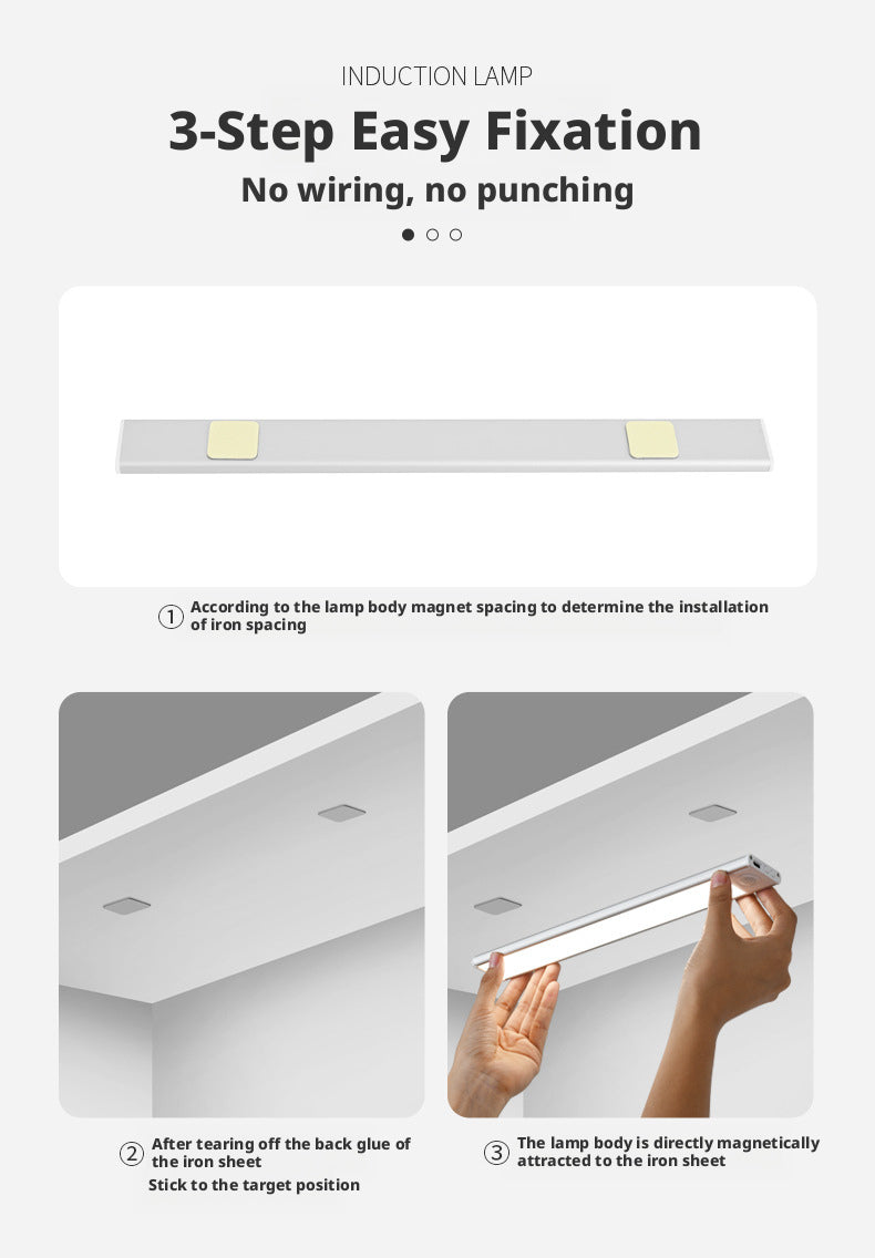 Ultra-Thin Magnetic Motion Sensor LED Light Bar – Rechargeable Under Cabinet & Wardrobe Light