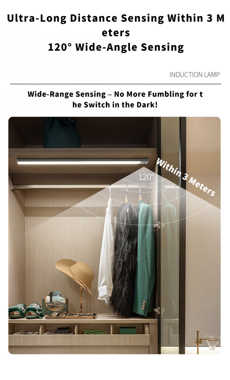 Ultra-Thin Magnetic Motion Sensor LED Light Bar – Rechargeable Under Cabinet & Wardrobe Light