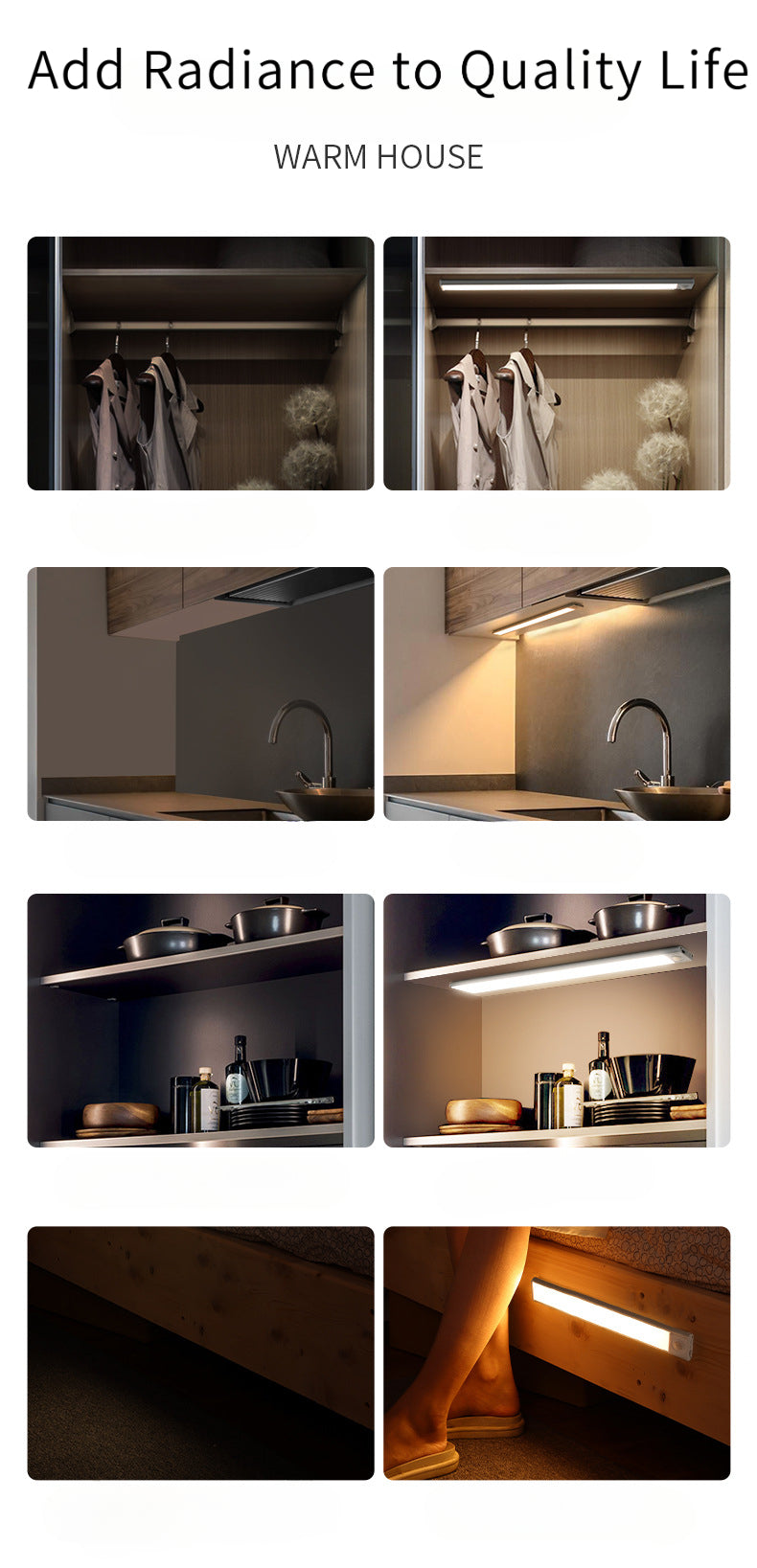 Ultra-Thin Magnetic Motion Sensor LED Light Bar – Rechargeable Under Cabinet & Wardrobe Light